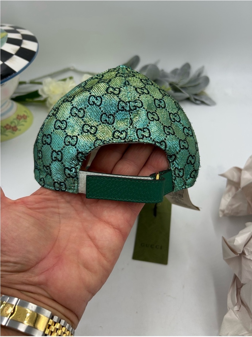 Unisex Gucci GG metallic jacquard lame baseball cap size medium adjustable - Picture 3 of 8